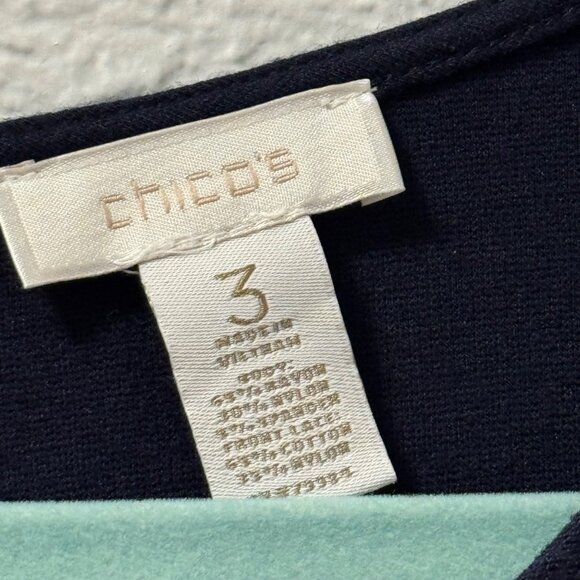 Chicos Sleeveless Navy Blue Dress Size XL Lace Front Design Dress - Picture 3 of 10